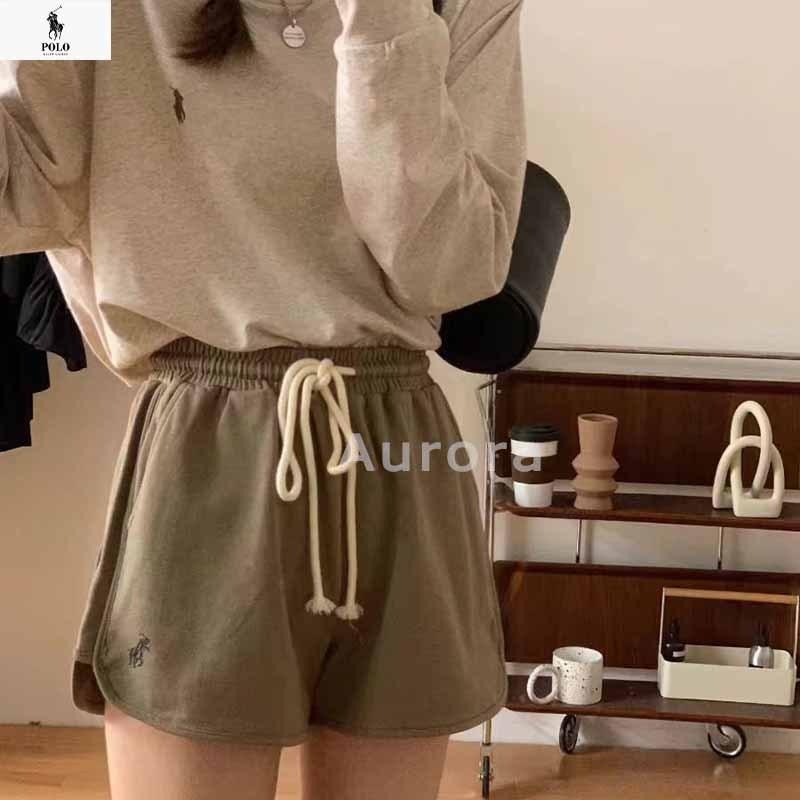 💕Aurora 美國代購💕拉夫.勞倫 Ralph Lauren 燕麥色奶茶套裝 薄款長袖T 兩側開衩短褲兩件套-細節圖7