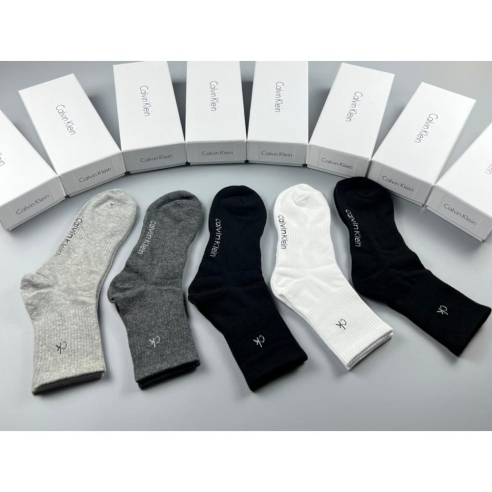 Aurora 購物分享💕 Calvin Klein 新CK小標 男女中筒襪 學生襪 運動襪 小腿襪 抗菌防霉透氣 5雙裝-細節圖2