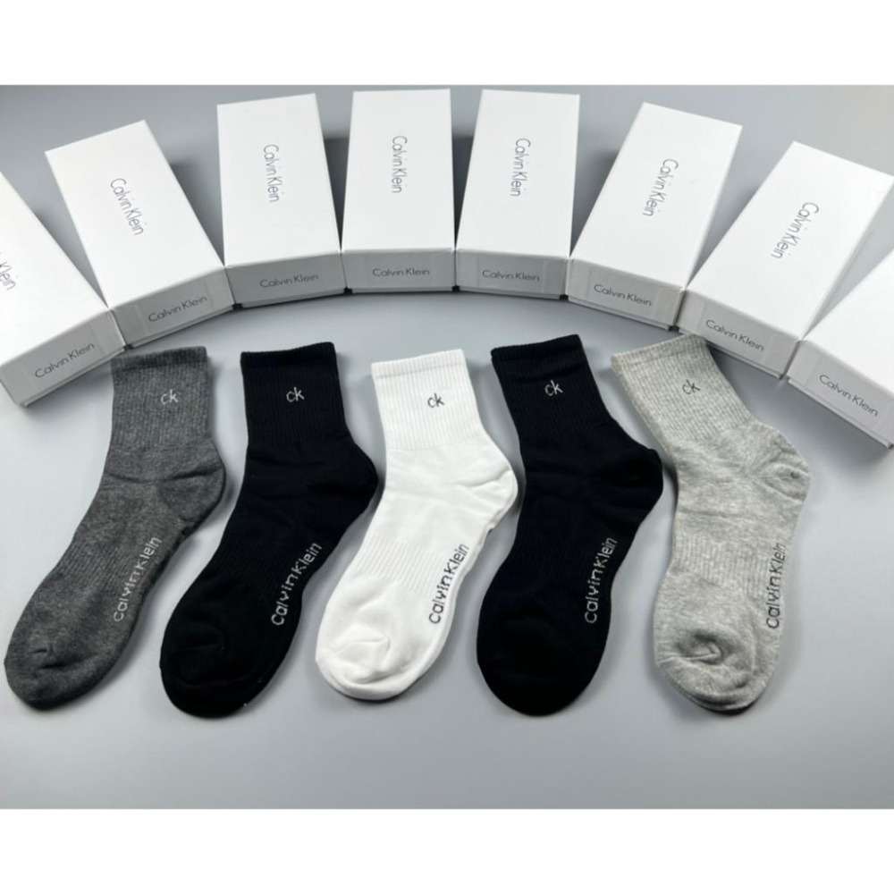 Aurora 購物分享💕 Calvin Klein 新CK小標 男女中筒襪 學生襪 運動襪 小腿襪 抗菌防霉透氣 5雙裝-細節圖3