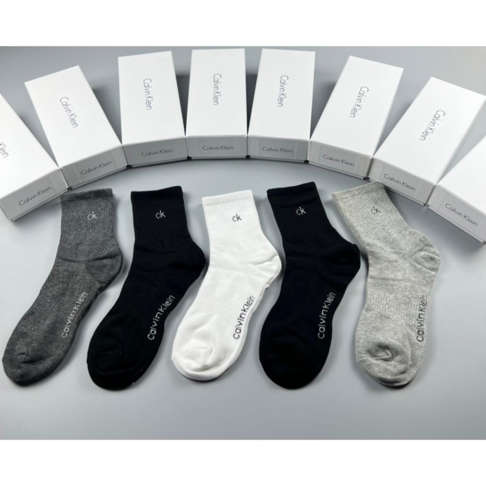 Aurora 購物分享💕 Calvin Klein 新CK小標 男女中筒襪 學生襪 運動襪 小腿襪 抗菌防霉透氣 5雙裝-細節圖4