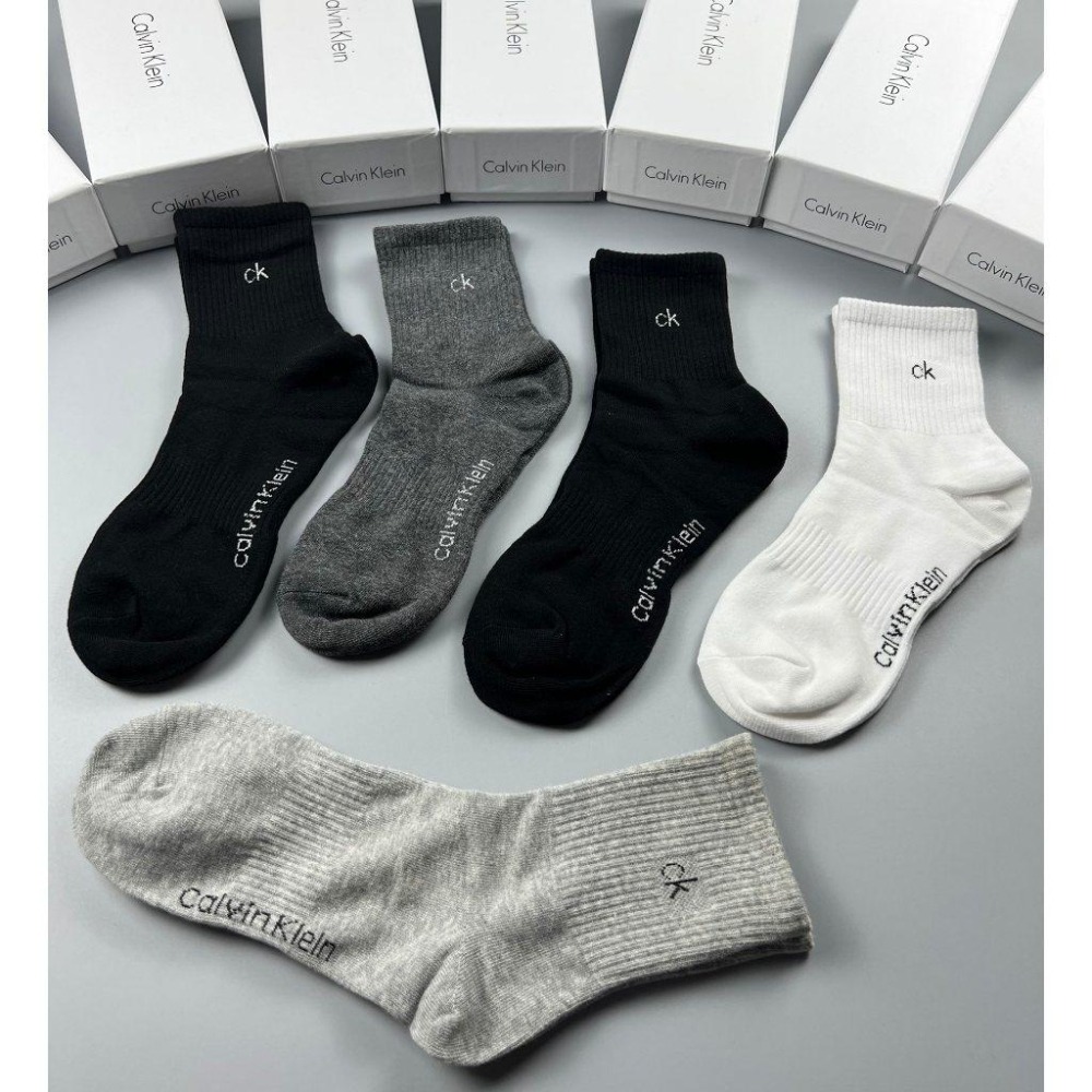 Aurora 購物分享💕 Calvin Klein 新CK小標 男女中筒襪 學生襪 運動襪 小腿襪 抗菌防霉透氣 5雙裝-細節圖5