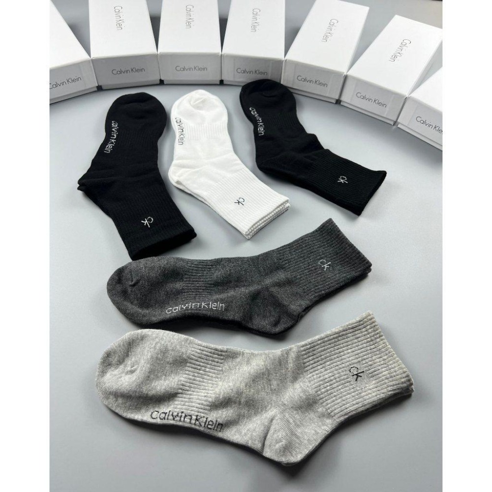 Aurora 購物分享💕 Calvin Klein 新CK小標 男女中筒襪 學生襪 運動襪 小腿襪 抗菌防霉透氣 5雙裝-細節圖6