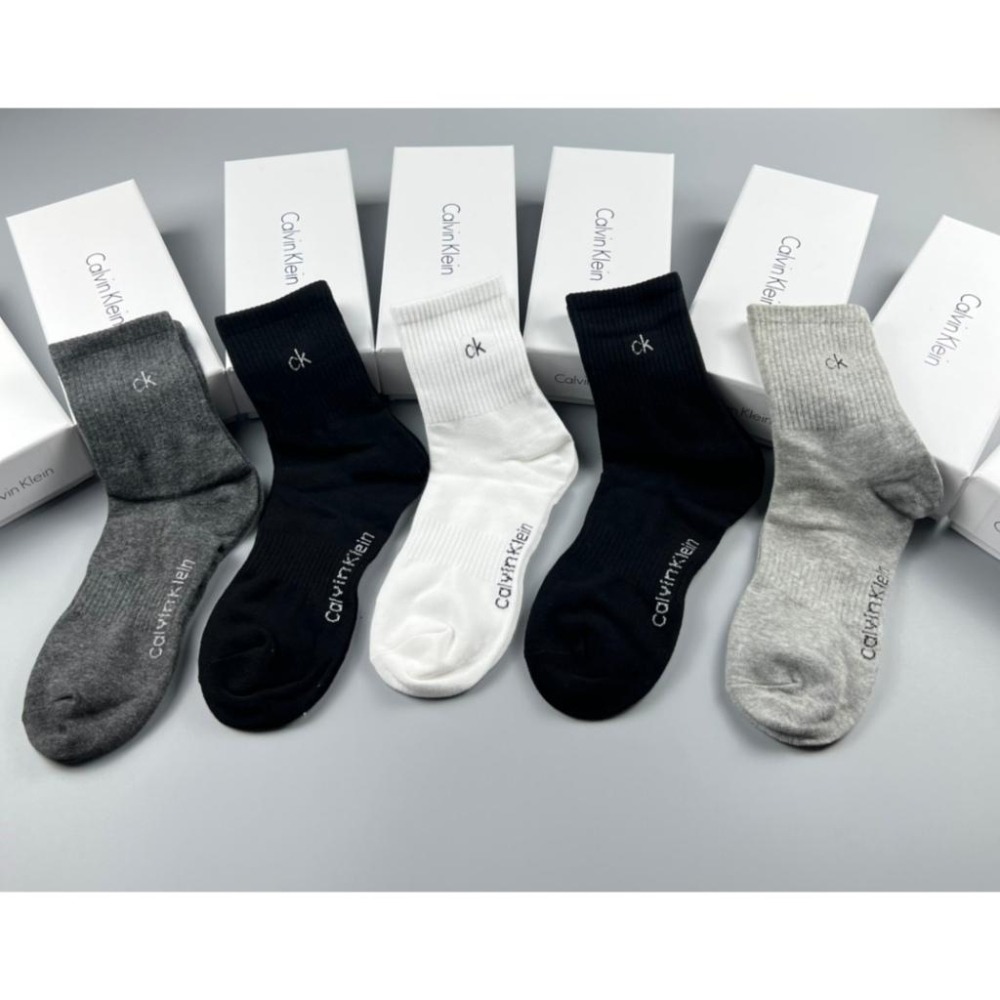 Aurora 購物分享💕 Calvin Klein 新CK小標 男女中筒襪 學生襪 運動襪 小腿襪 抗菌防霉透氣 5雙裝-細節圖7