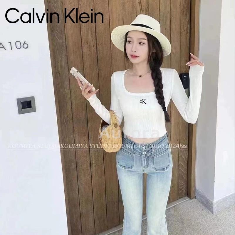 💕Aurora 美國代購💕 Calvin Klein 綁帶針織衫 女 方領 露背針織長袖衫 性感 修身 6色可選-細節圖2