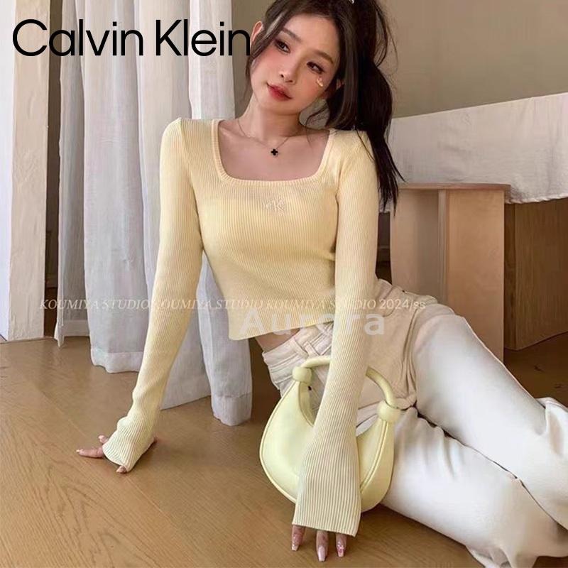 💕Aurora 美國代購💕 Calvin Klein 綁帶針織衫 女 方領 露背針織長袖衫 性感 修身 6色可選-細節圖3