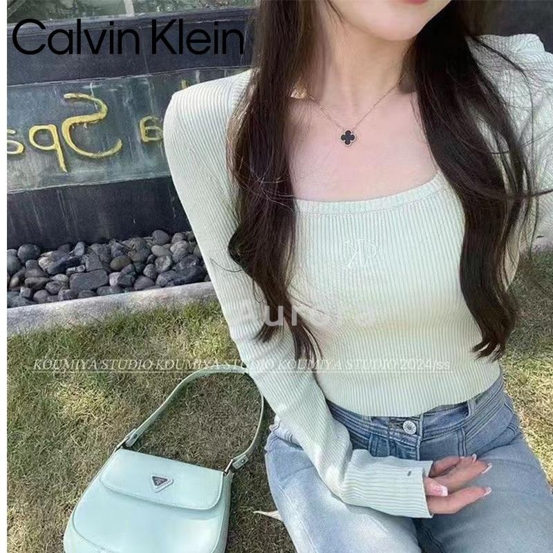💕Aurora 美國代購💕 Calvin Klein 綁帶針織衫 女 方領 露背針織長袖衫 性感 修身 6色可選-細節圖4