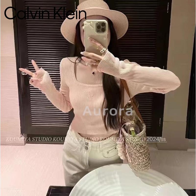💕Aurora 美國代購💕 Calvin Klein 綁帶針織衫 女 方領 露背針織長袖衫 性感 修身 6色可選-細節圖8