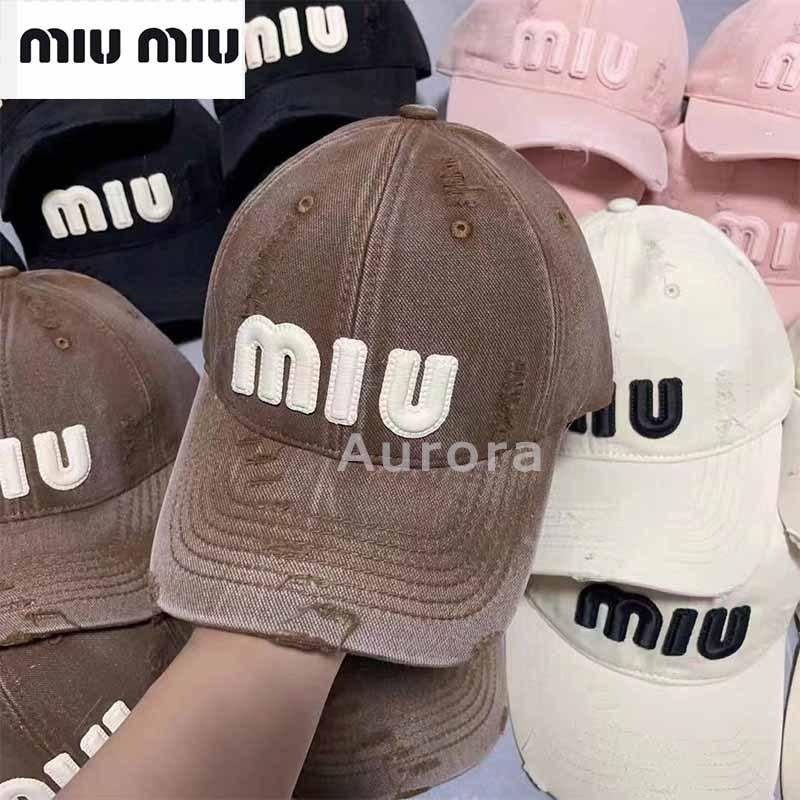 💕Aurora 美國代購💕 MIU MIU 新款 字母 棒球帽女 春秋 韓版 顯臉小鴉舌帽-細節圖7