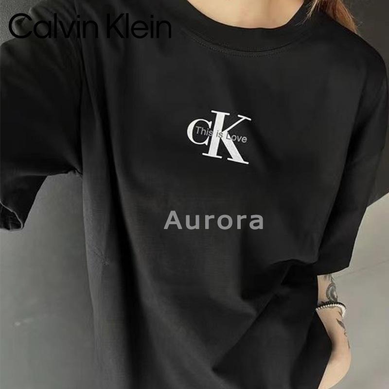 💕Aurora 美國代購💕 Calvin Klein 字母 印花 短袖 T恤 寬鬆 中長款 百搭 上衣-細節圖7