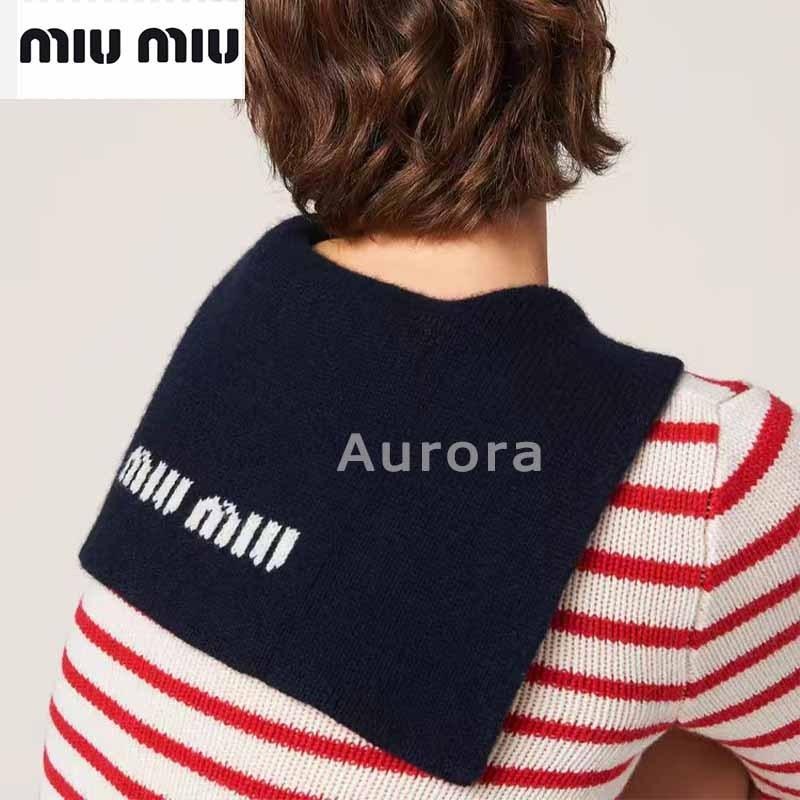💕Aurora 美國代購💕MIU MIU 新款 法式 復古 條紋 軍領 針織 開衫女 百搭 上衣 學院甜辣少女系-細節圖6