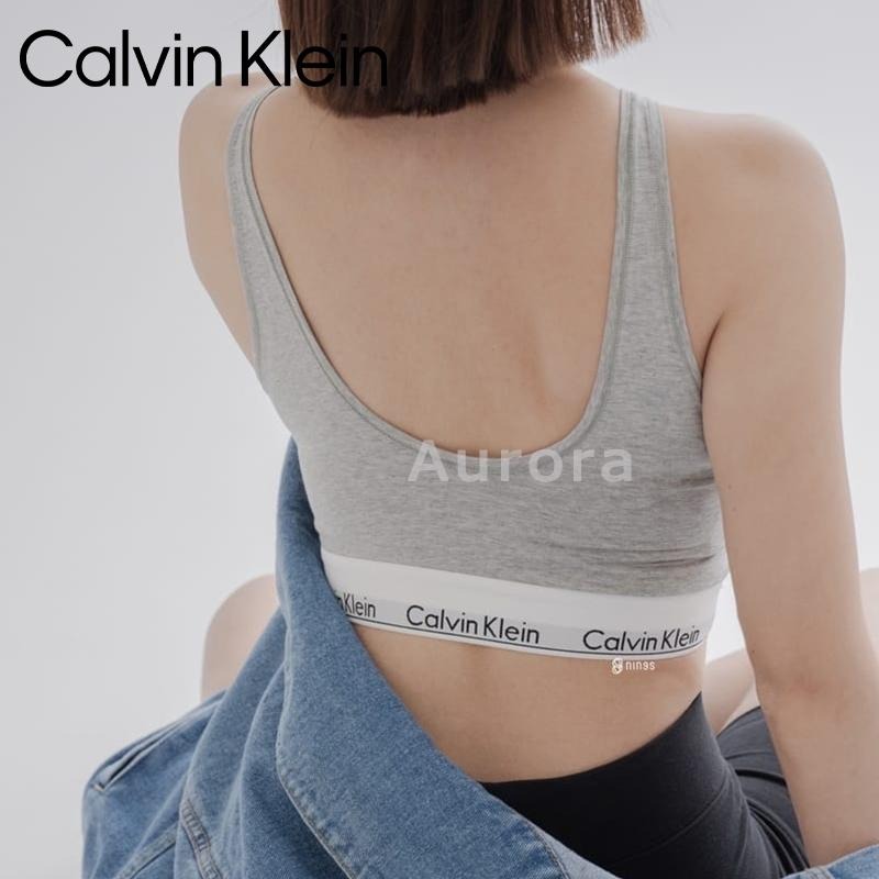 Aurora 購物分享💕 Calvin Klein  jennie同款削肩背心 灰色 黑色 露肩背心 有胸墊-細節圖2