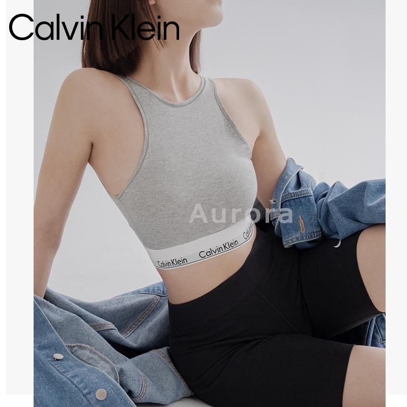 Aurora 購物分享💕 Calvin Klein  jennie同款削肩背心 灰色 黑色 露肩背心 有胸墊-細節圖3