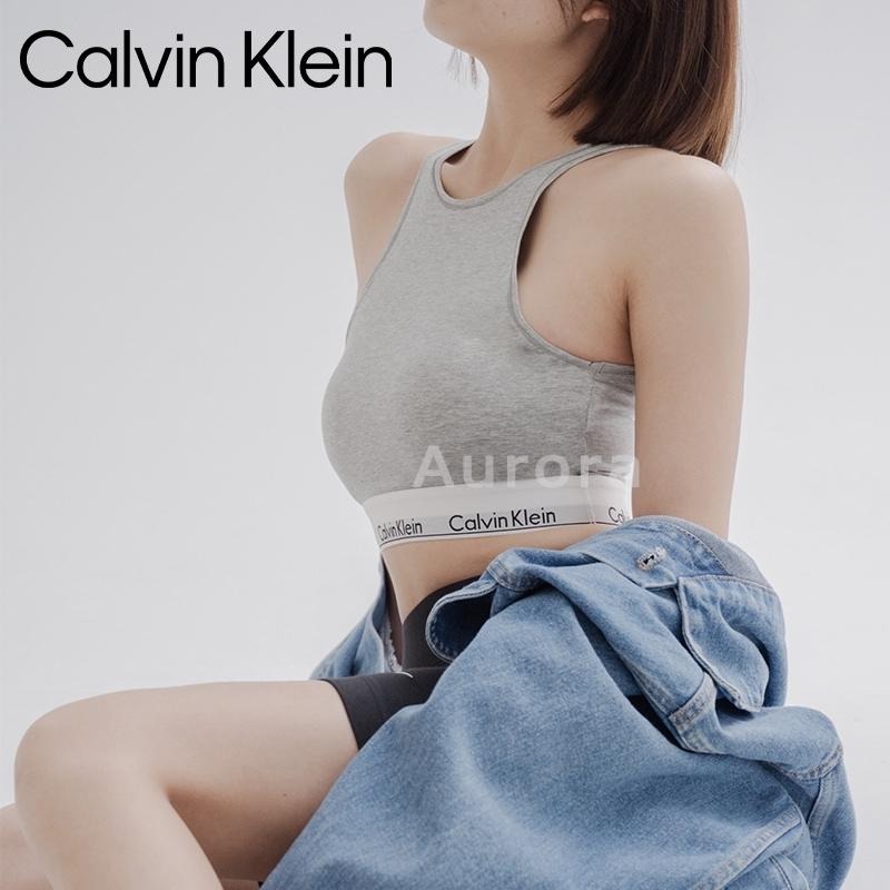 Aurora 購物分享💕 Calvin Klein  jennie同款削肩背心 灰色 黑色 露肩背心 有胸墊-細節圖4