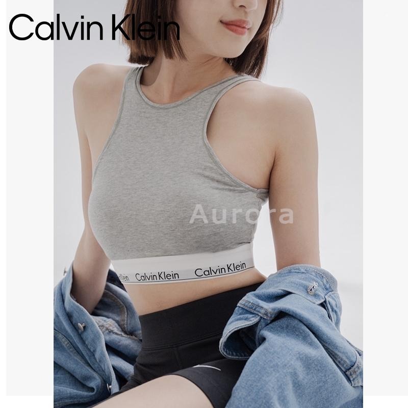 Aurora 購物分享💕 Calvin Klein  jennie同款削肩背心 灰色 黑色 露肩背心 有胸墊-細節圖5