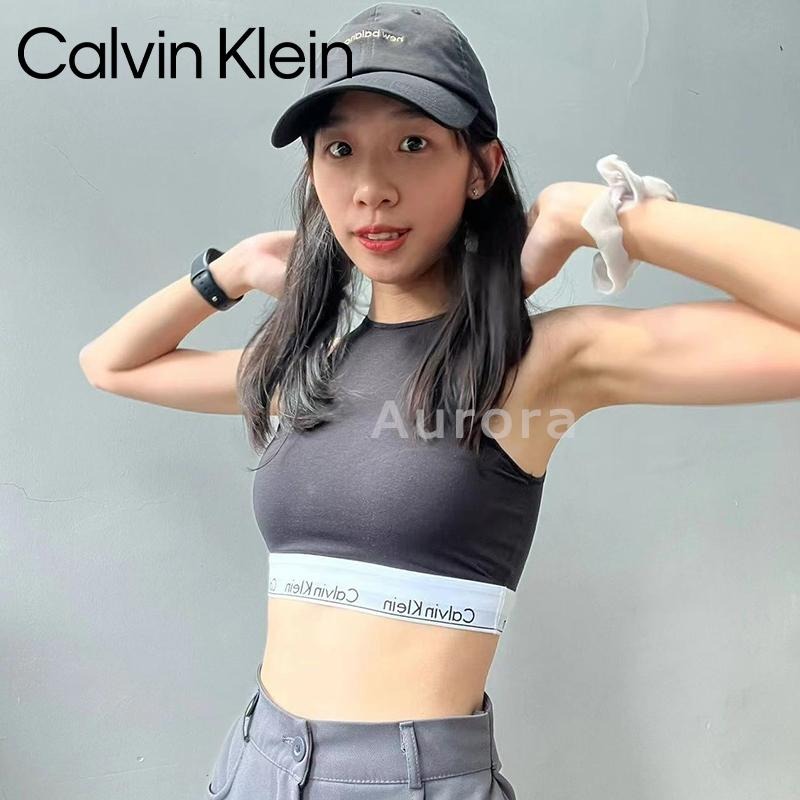 Aurora 購物分享💕 Calvin Klein  jennie同款削肩背心 灰色 黑色 露肩背心 有胸墊-細節圖9
