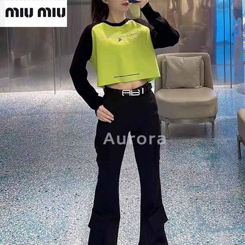 💕Aurora 美國代購💕 MIU MIU 今年 流行 小眾 上衣 小個子 T恤女夏-細節圖4