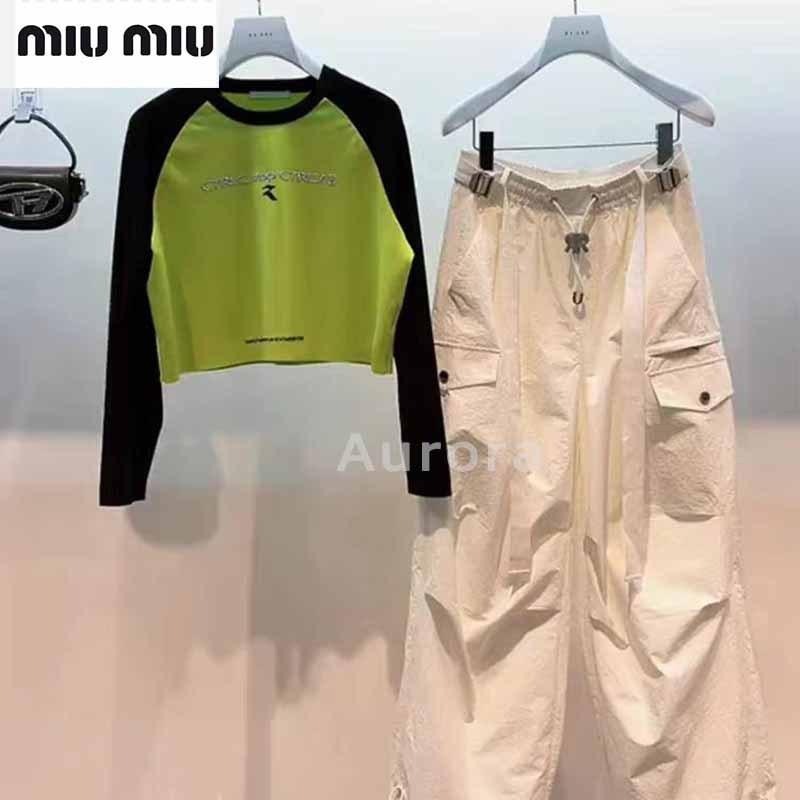 💕Aurora 美國代購💕 MIU MIU 今年 流行 小眾 上衣 小個子 T恤女夏-細節圖5
