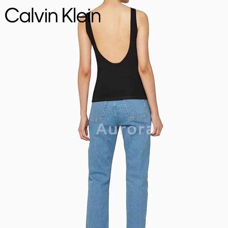 💕Aurora 美國代購💕 Calvin Klein JENNIE同款性感露背針織背心 黑色U型大露背吊帶背心-細節圖3