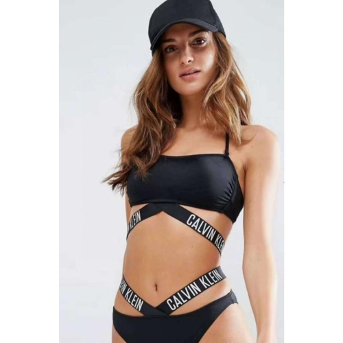 Aurora 購物分享💕 Calvin Klein 低腰性感比基尼 純色繃帶低腰三點式分身泳衣 歐美泳衣 沙灘