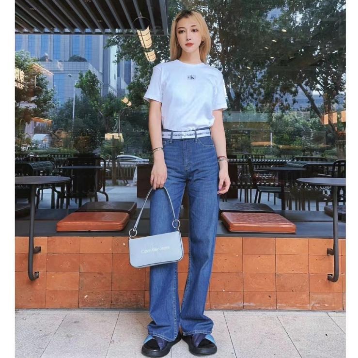 Aurora 購物分享💕 Calvin Klein JENNIE同款 織帶 高腰字母直筒牛仔褲 水洗牛仔長褲 女生-細節圖6