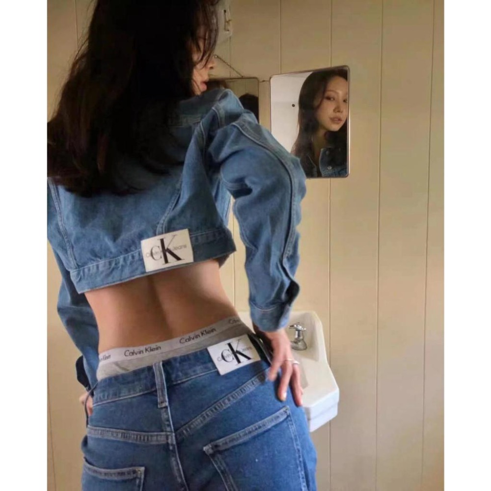 Aurora 購物分享💕 Calvin Klein JENNIE同款 寬鬆牛仔褲 CK牛仔短外套 牛仔長褲 直筒褲 女生-細節圖11