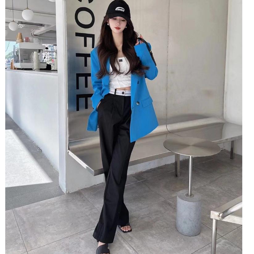 Aurora 購物分享💕Alexander wang 大王 高腰字母鬆緊休閒西褲 長褲 顯瘦 OL通勤 黑色休閒西褲-細節圖7