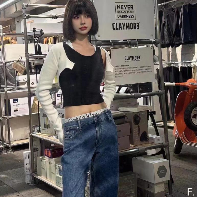 Aurora 購物分享💕 Calvin Klein JENNIE同款90系列新款牛仔褲 CK經典腰邊logo 水洗牛仔褲-細節圖3