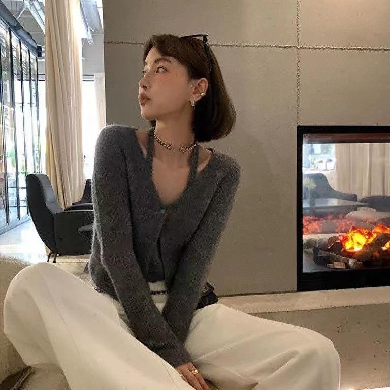Aurora 購物分享💕Alexander wang 亞歷山大王假兩件掛脖開衫 短款針織上衣-細節圖7