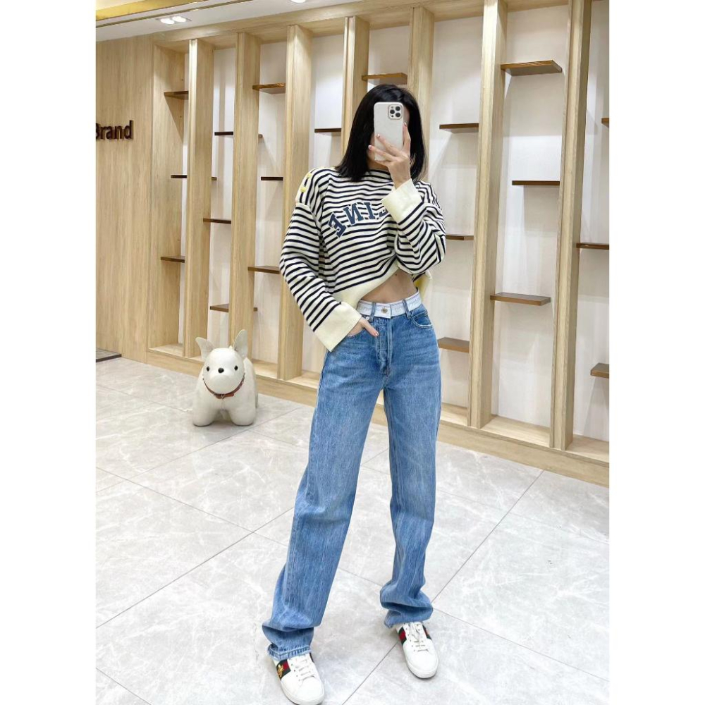 Aurora 購物分享💕Alexander wang 高腰牛仔長褲 織帶拼接直筒牛仔褲-細節圖6