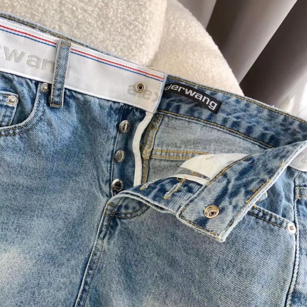 Aurora 購物分享💕Alexander wang 高腰牛仔長褲 織帶拼接直筒牛仔褲-細節圖9