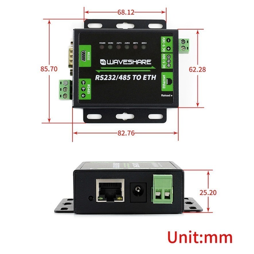 [物聯汪汪] 含稅附發票~ RS232 RS485轉乙太網模組-工業級 雙串列埠 RS232/485 TO ETH-細節圖9