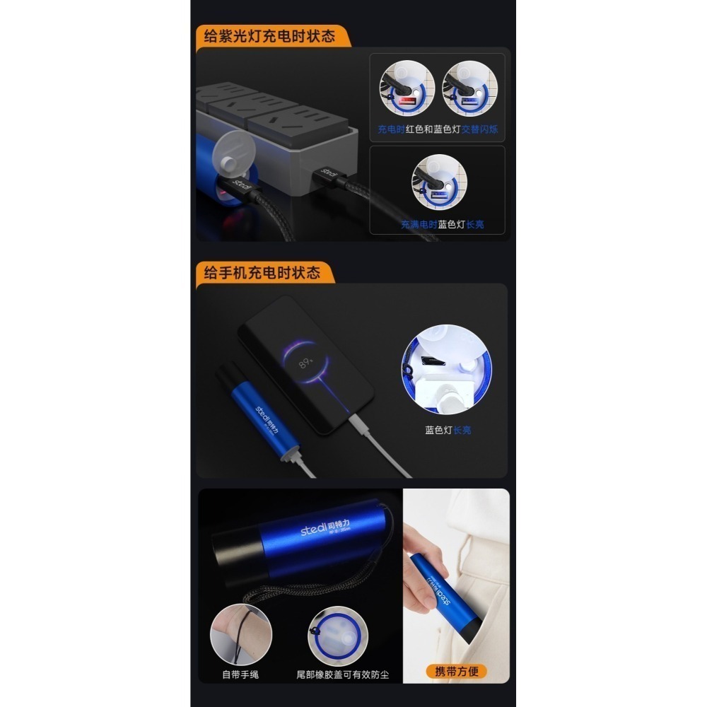 【Max模型小站】司特力 紫光燈 模型螢光滲線液 水貼 UV膠固化手電筒365nm MP-19-細節圖7