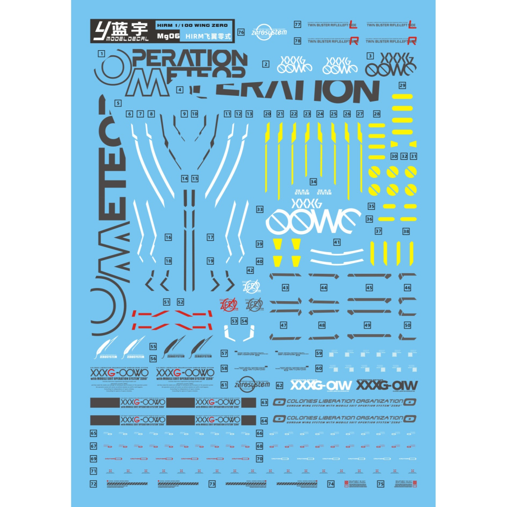 【Max模型小站】藍宇 MG 1/100  HIRM飛翼零式 天使 ZERO WING 螢光水貼-細節圖2