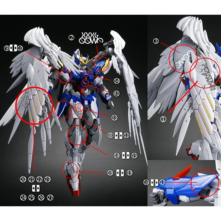 【Max模型小站】藍宇 MG 1/100  HIRM飛翼零式 天使 ZERO WING 螢光水貼-細節圖3