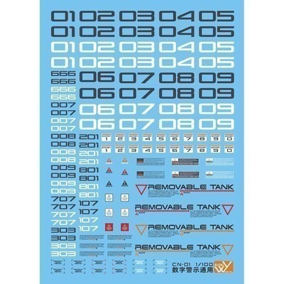【Max模型小站】藍宇 1/100 數字 編號 警示標誌 通用標誌螢光水貼-規格圖2