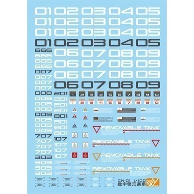 【Max模型小站】藍宇 1/100 數字 編號 警示標誌 通用標誌螢光水貼-規格圖2