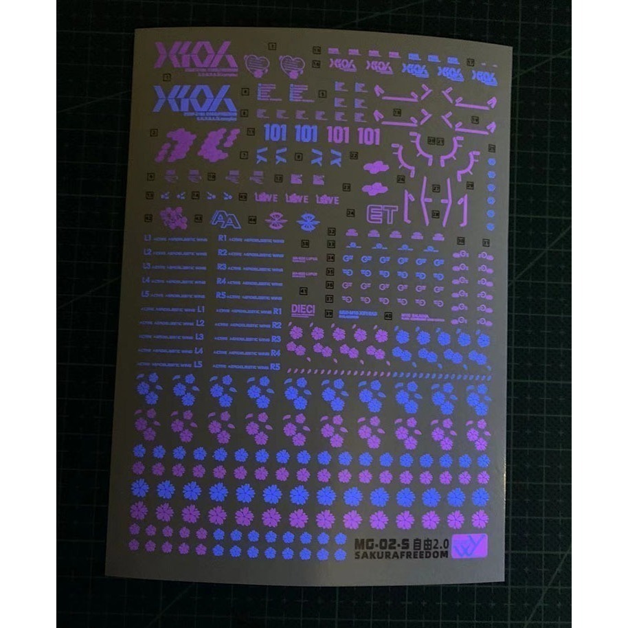 【Max模型小站】藍宇 MG ZGMF-X10A 自由鋼彈2.0(櫻花).專用水貼【螢光+夜光】-細節圖3