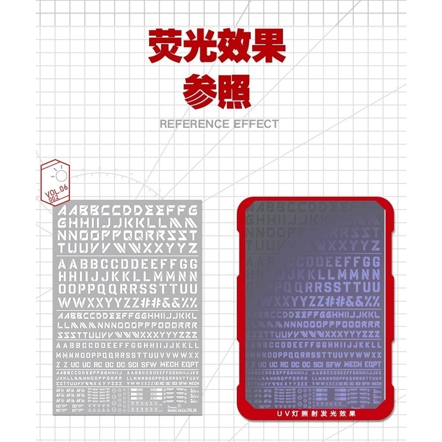 【Max模型小站】喵匠 高精度水貼 VOL6 英文符號 字母通用水貼 螢光款-細節圖3