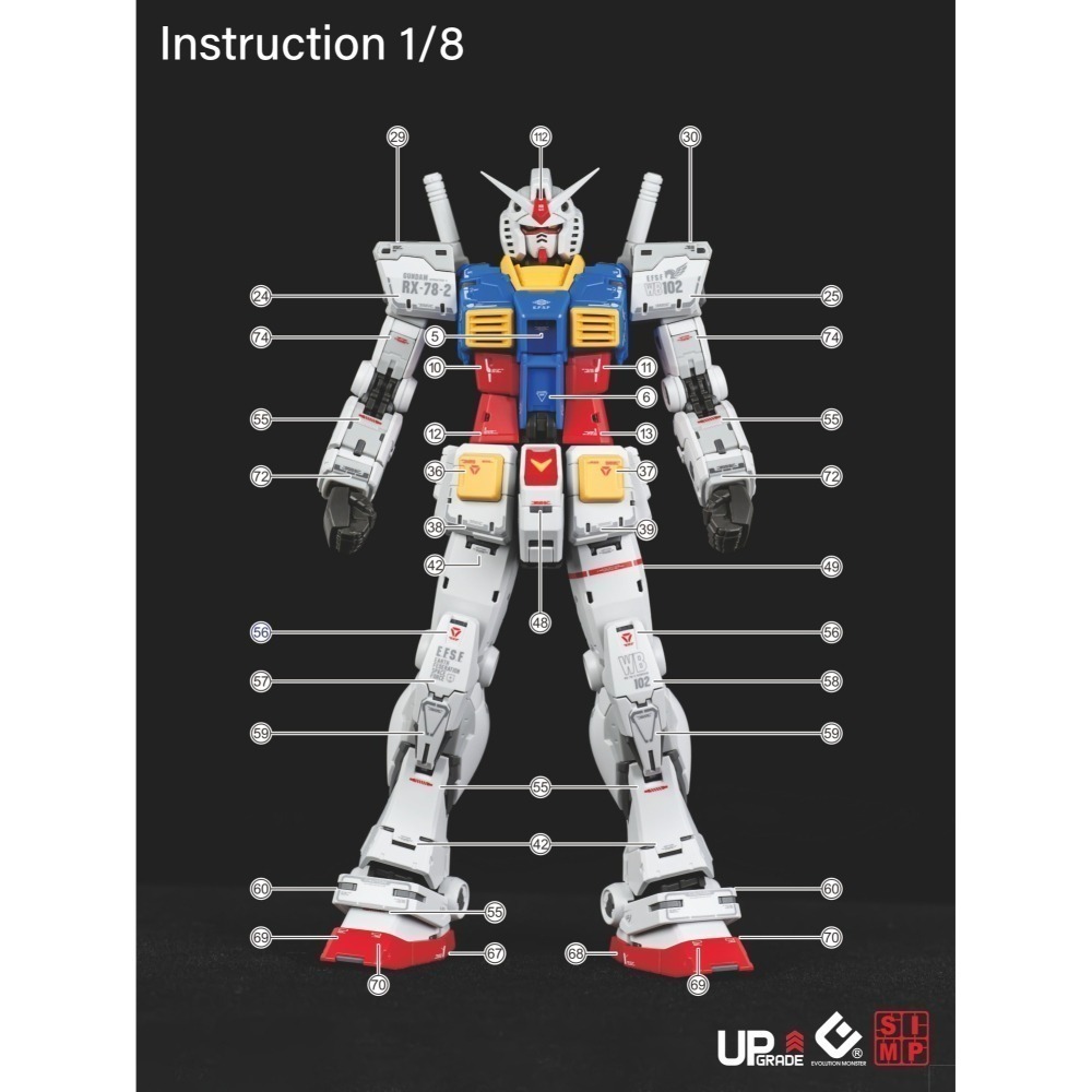 【Max模型小站】EVO MG(113) 1/100 胖虎元祖 RG放大版 元祖2.0 高清 螢光水貼-細節圖3