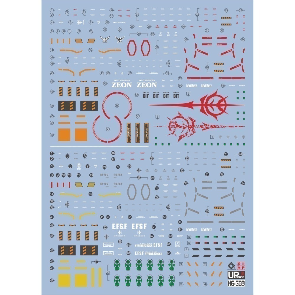 【Max模型小站】EVO HG(44) 紅鋼彈 夏亞 鋼彈吉庫艾克斯 白鋼彈 RX78 螢光水貼-細節圖2