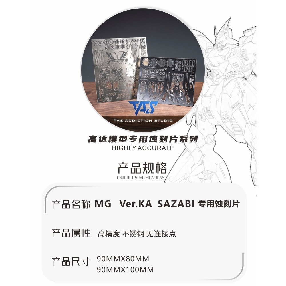 【Max模型小站】TAS沉迷者 MG沙薩比 SAZABI 卡沙 高精度 蝕刻片-細節圖2