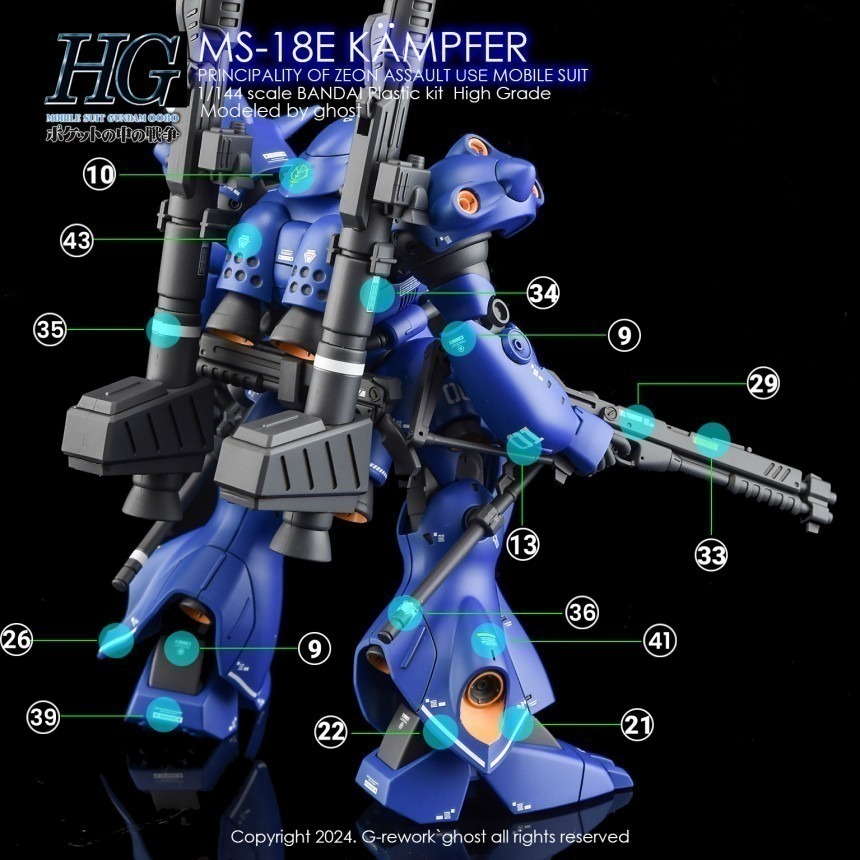 【Max模型小站】炎水貼 GHOST HGUC(89) 1/144 MS-18E Kampfer 肯普法 螢光水貼-細節圖4