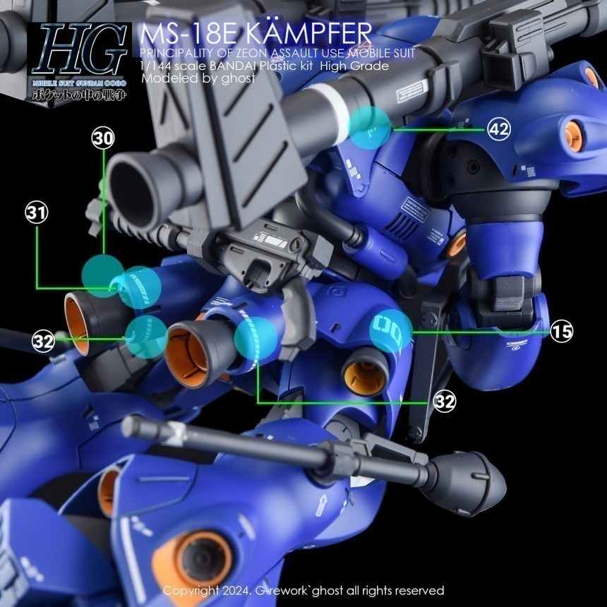 【Max模型小站】炎水貼 GHOST HGUC(89) 1/144 MS-18E Kampfer 肯普法 螢光水貼-細節圖5