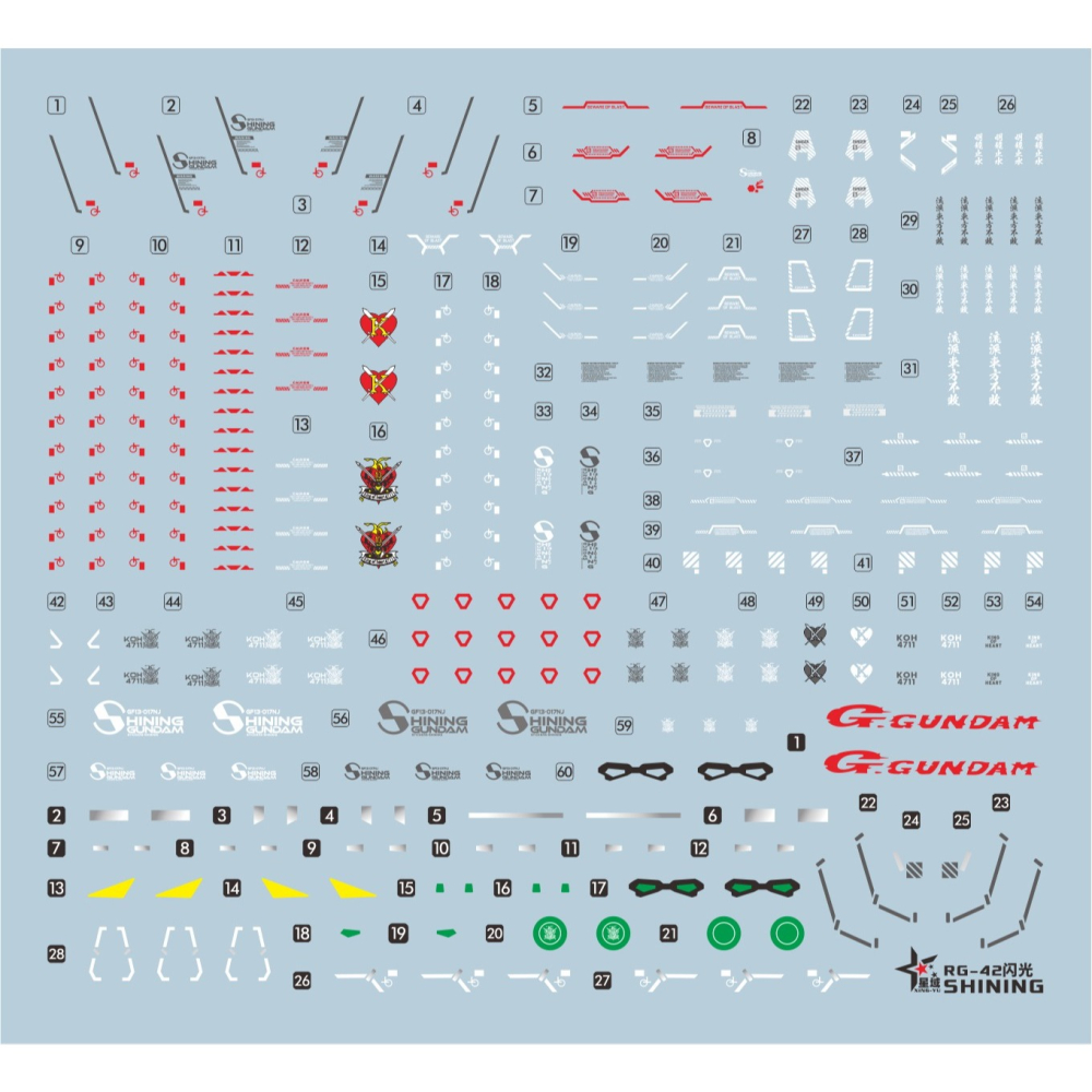 【Max模型小站】星域 RG42 閃光鋼彈 機動武鬥傳 螢光 專用水貼-細節圖2