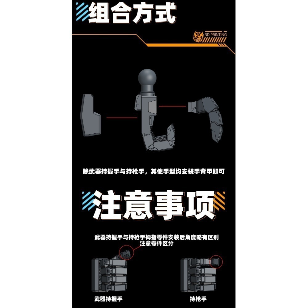 【Max模型小站】菲尼克斯 D-25 RG HG 1/144比例 鋼彈聯邦機體通用 造型手-細節圖3