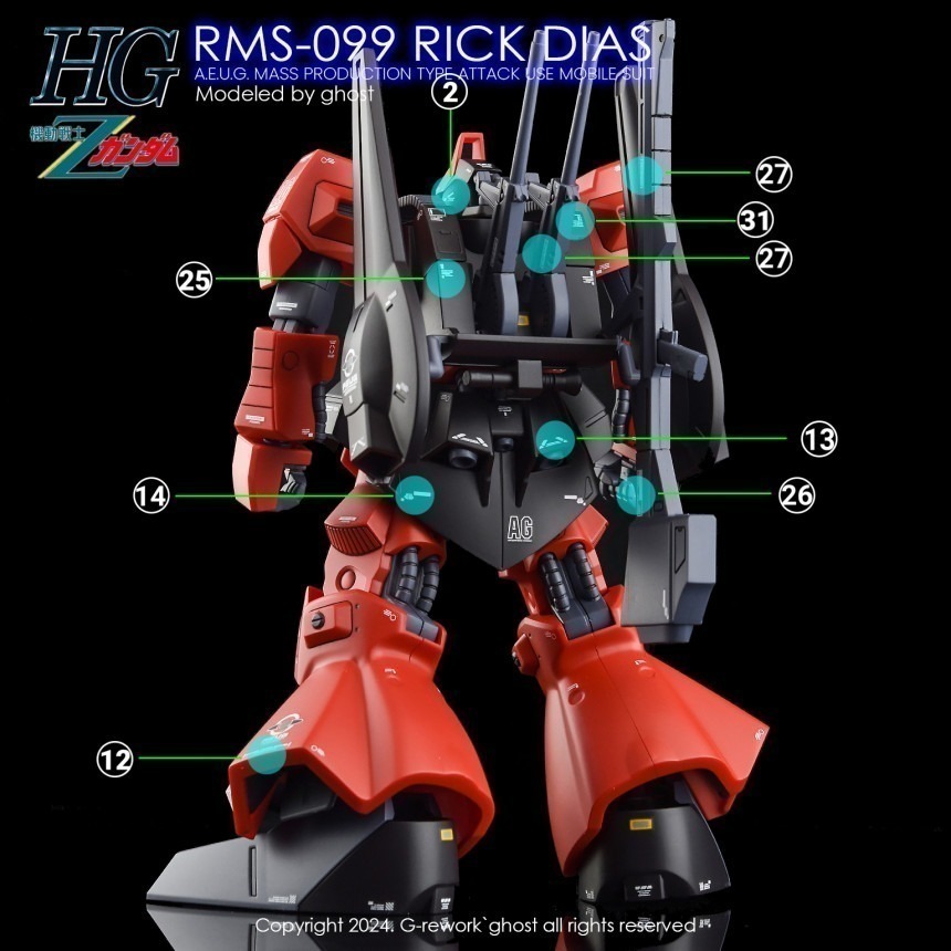 【Max模型小站】炎水貼 GHOST HGUC(02) 里克迪亞斯 模型 Rick Dias MSA-099 螢光水貼-細節圖4