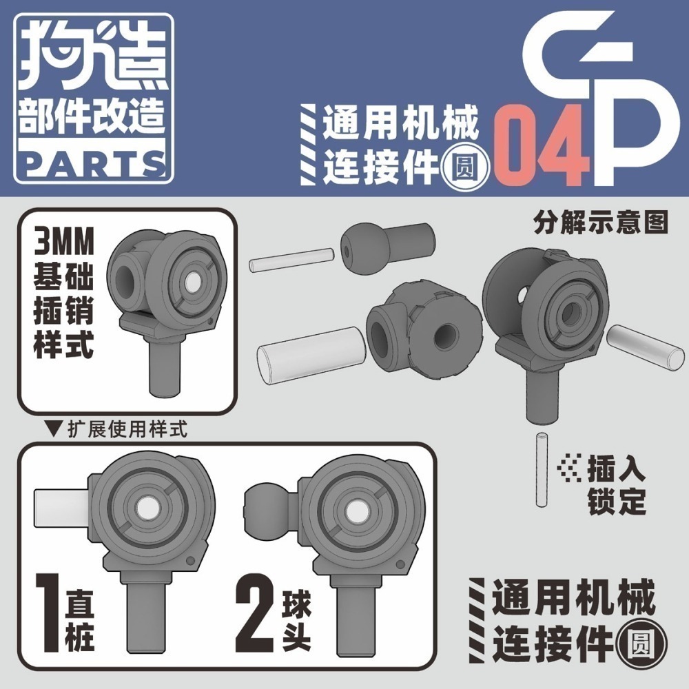 【Max模型小站】狗造社GP-04 圓形關節連結件3mm轉軸球形模型通用改造-細節圖2