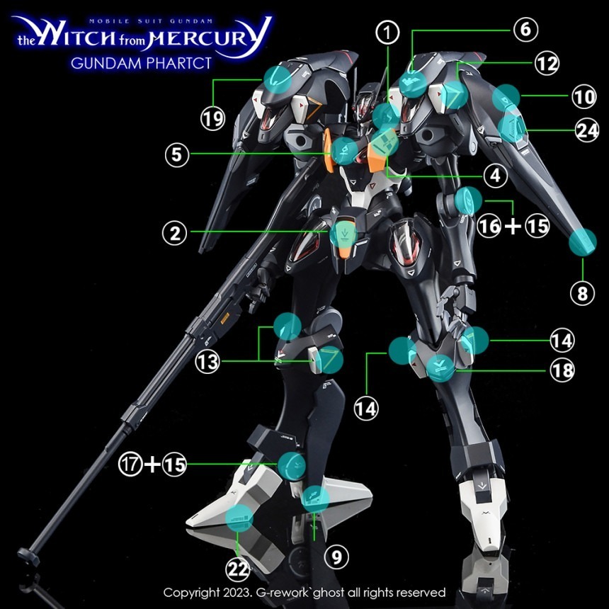 【Max模型小站】炎水貼 HG(68) 1/144 水星的魔女 07 鐵騎鋼彈 高清 螢光水貼-細節圖2