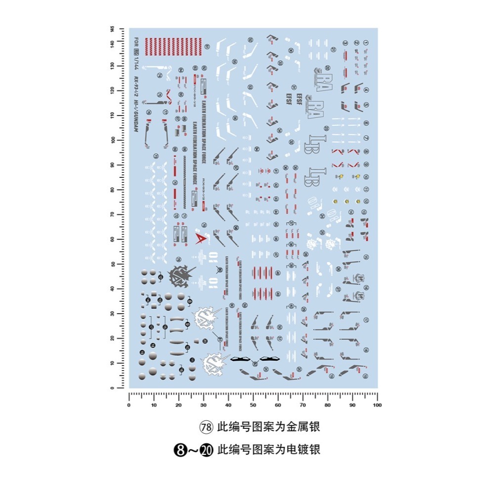 【Max模型小站】匠心社 RG-36 海牛鋼彈 RX-93-υ2 hi-υ 水貼 螢光 燙銀 水貼-細節圖2