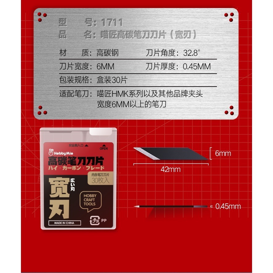 【Max模型小站】喵匠 筆刀 HMK-01 刀片 窄刃/ 寬刃 田宫 OLFA 可用(30枚入)-細節圖3